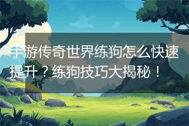 手游传奇世界练狗怎么快速提升？练狗技巧大揭秘！
