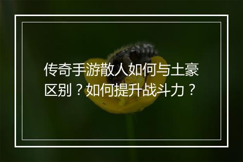 传奇手游散人如何与土豪区别？如何提升战斗力？