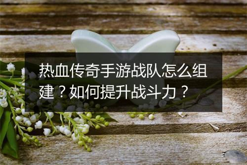 热血传奇手游战队怎么组建？如何提升战斗力？