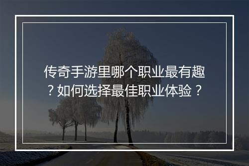 传奇手游里哪个职业最有趣？如何选择最佳职业体验？