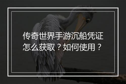 传奇世界手游沉船凭证怎么获取？如何使用？