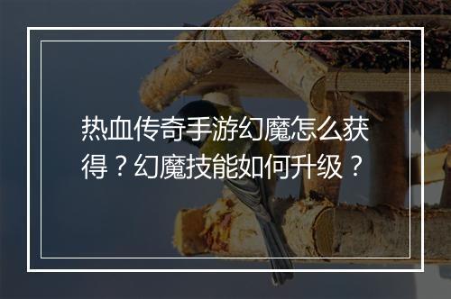 热血传奇手游幻魔怎么获得？幻魔技能如何升级？