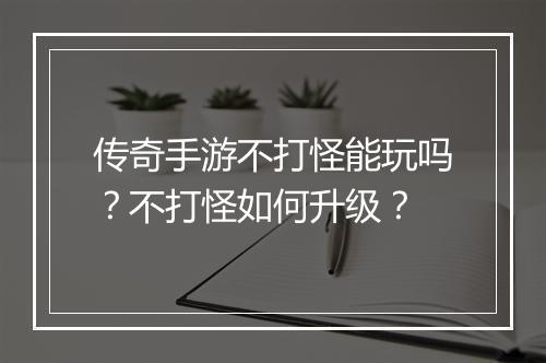 传奇手游不打怪能玩吗？不打怪如何升级？
