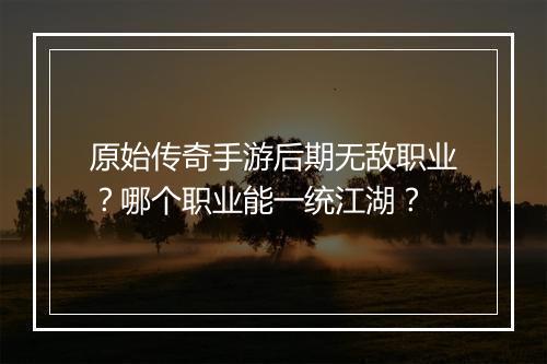 原始传奇手游后期无敌职业？哪个职业能一统江湖？