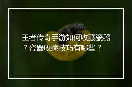 王者传奇手游如何收藏瓷器？瓷器收藏技巧有哪些？