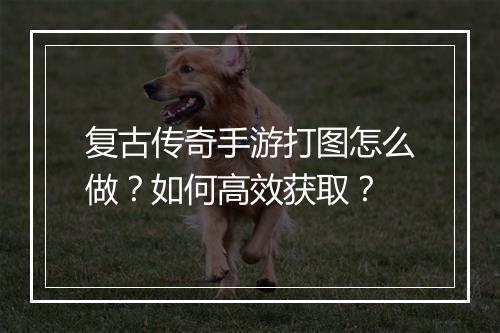 复古传奇手游打图怎么做？如何高效获取？