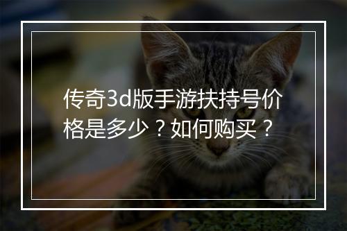 传奇3d版手游扶持号价格是多少？如何购买？