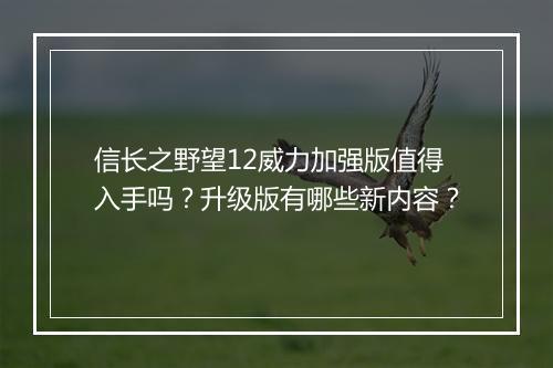 信长之野望12威力加强版值得入手吗？升级版有哪些新内容？