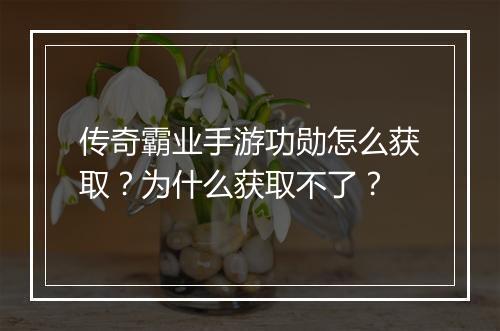传奇霸业手游功勋怎么获取？为什么获取不了？