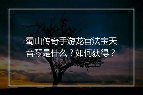 蜀山传奇手游龙宫法宝天音琴是什么？如何获得？