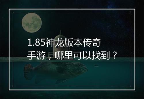 1.85神龙版本传奇手游，哪里可以找到？