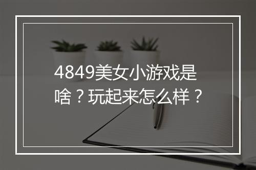 4849美女小游戏是啥？玩起来怎么样？