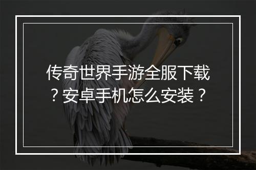 传奇世界手游全服下载？安卓手机怎么安装？