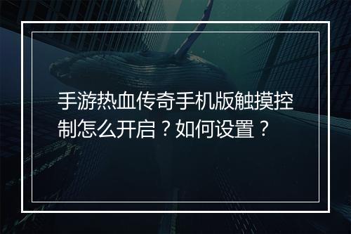 手游热血传奇手机版触摸控制怎么开启？如何设置？