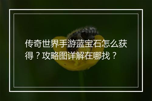 传奇世界手游蓝宝石怎么获得？攻略图详解在哪找？
