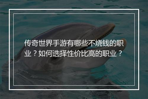 传奇世界手游有哪些不烧钱的职业？如何选择性价比高的职业？