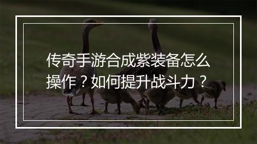 传奇手游合成紫装备怎么操作？如何提升战斗力？