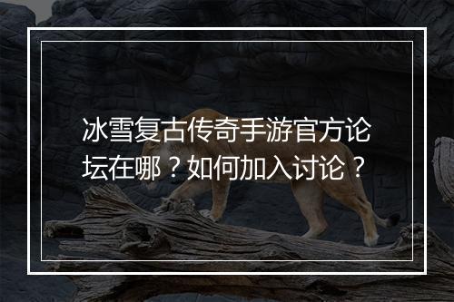冰雪复古传奇手游官方论坛在哪？如何加入讨论？