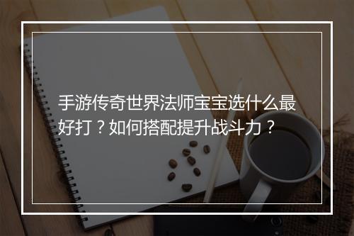 手游传奇世界法师宝宝选什么最好打？如何搭配提升战斗力？