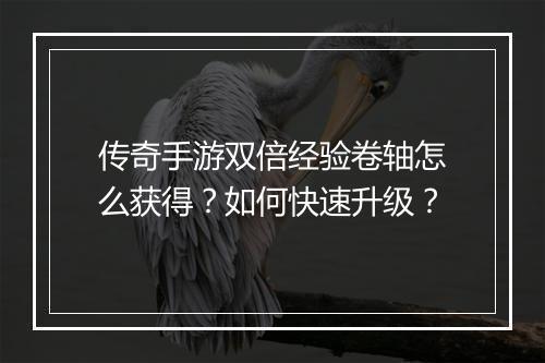 传奇手游双倍经验卷轴怎么获得？如何快速升级？