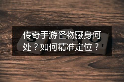 传奇手游怪物藏身何处？如何精准定位？