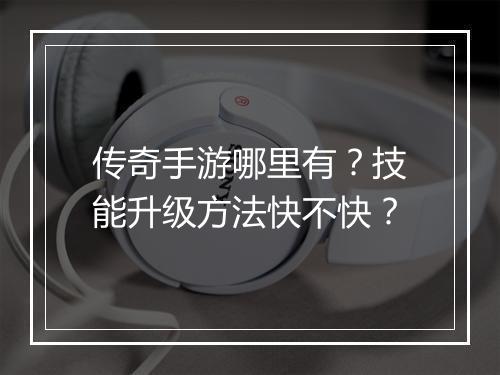 传奇手游哪里有？技能升级方法快不快？
