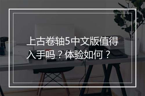 上古卷轴5中文版值得入手吗？体验如何？