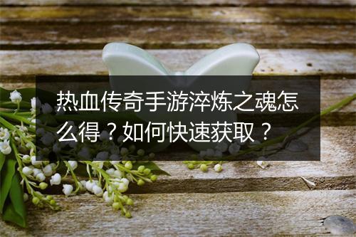 热血传奇手游淬炼之魂怎么得？如何快速获取？