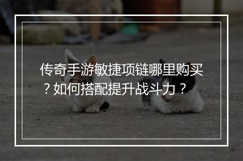 传奇手游敏捷项链哪里购买？如何搭配提升战斗力？