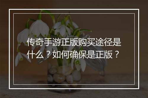 传奇手游正版购买途径是什么？如何确保是正版？