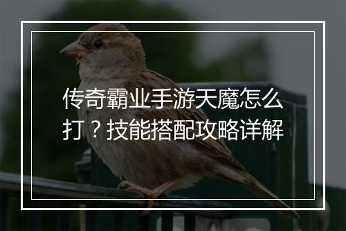 传奇霸业手游天魔怎么打？技能搭配攻略详解