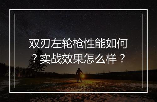 双刃左轮枪性能如何？实战效果怎么样？