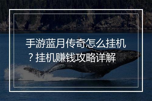 手游蓝月传奇怎么挂机？挂机赚钱攻略详解