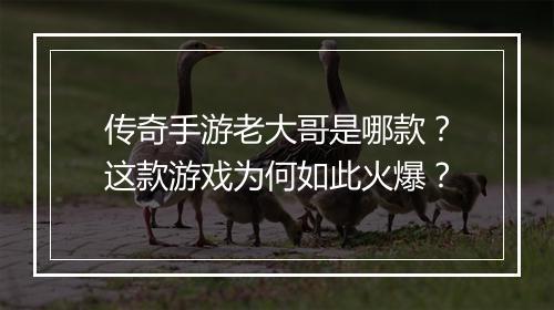传奇手游老大哥是哪款？这款游戏为何如此火爆？