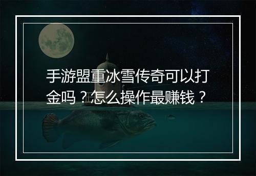 手游盟重冰雪传奇可以打金吗？怎么操作最赚钱？