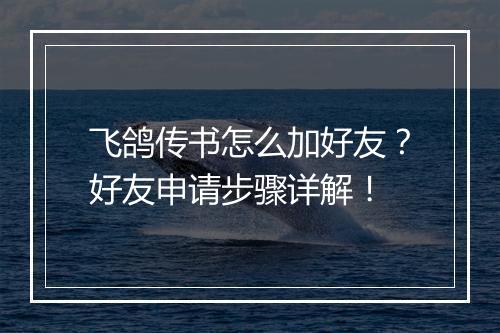 飞鸽传书怎么加好友？好友申请步骤详解！