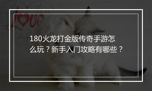 180火龙打金版传奇手游怎么玩？新手入门攻略有哪些？