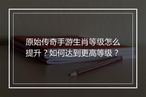 原始传奇手游生肖等级怎么提升？如何达到更高等级？