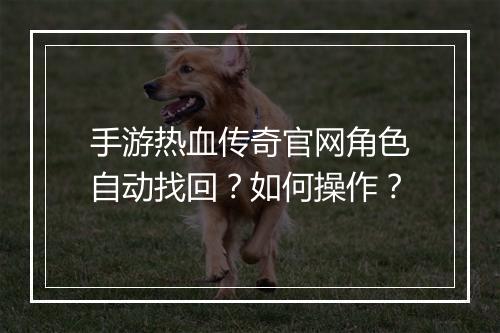 手游热血传奇官网角色自动找回？如何操作？