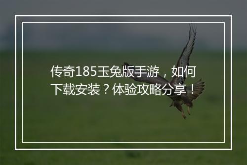 传奇185玉兔版手游，如何下载安装？体验攻略分享！