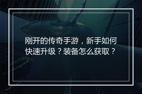 刚开的传奇手游，新手如何快速升级？装备怎么获取？