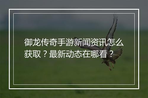 御龙传奇手游新闻资讯怎么获取？最新动态在哪看？