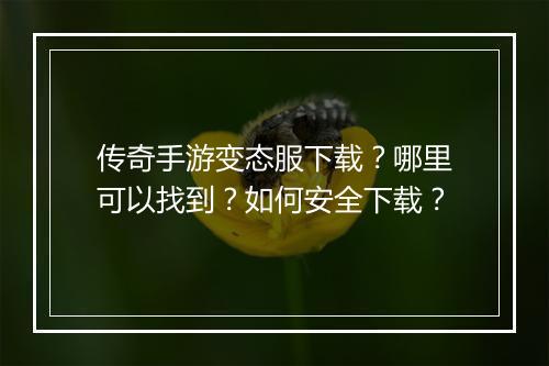 传奇手游变态服下载？哪里可以找到？如何安全下载？