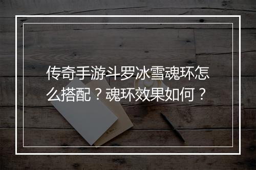 传奇手游斗罗冰雪魂环怎么搭配？魂环效果如何？