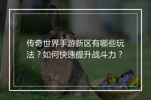 传奇世界手游新区有哪些玩法？如何快速提升战斗力？