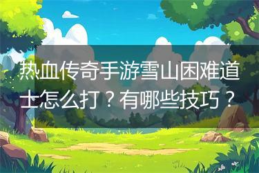 热血传奇手游雪山困难道士怎么打？有哪些技巧？