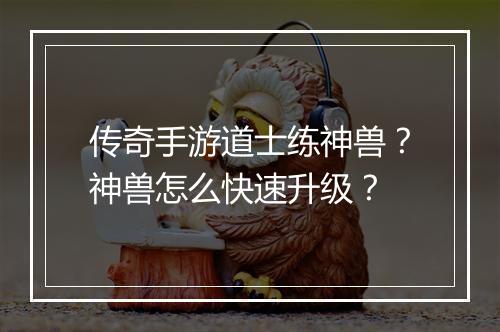传奇手游道士练神兽？神兽怎么快速升级？