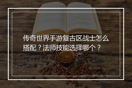 传奇世界手游复古区战士怎么搭配？法师技能选择哪个？