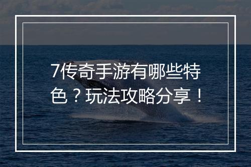 7传奇手游有哪些特色？玩法攻略分享！