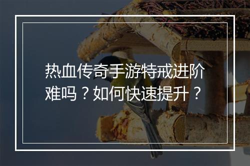 热血传奇手游特戒进阶难吗？如何快速提升？